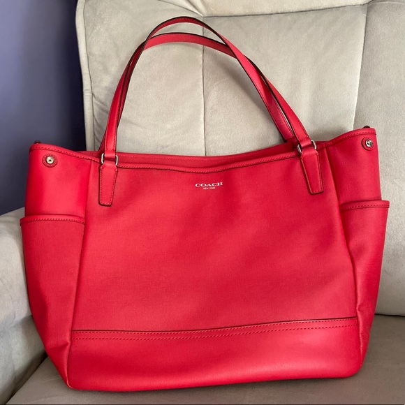 Like New Coach Baby Bag or Tote - Coral Leather - Picture 2 of 4